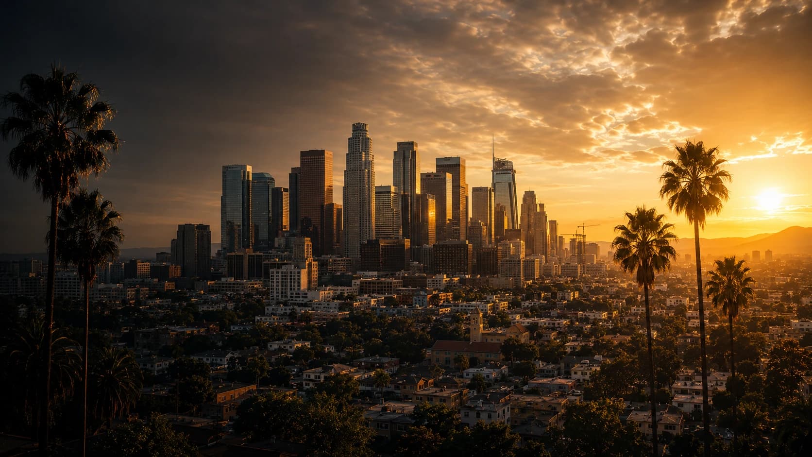 Los Angeles skyline at golden hour